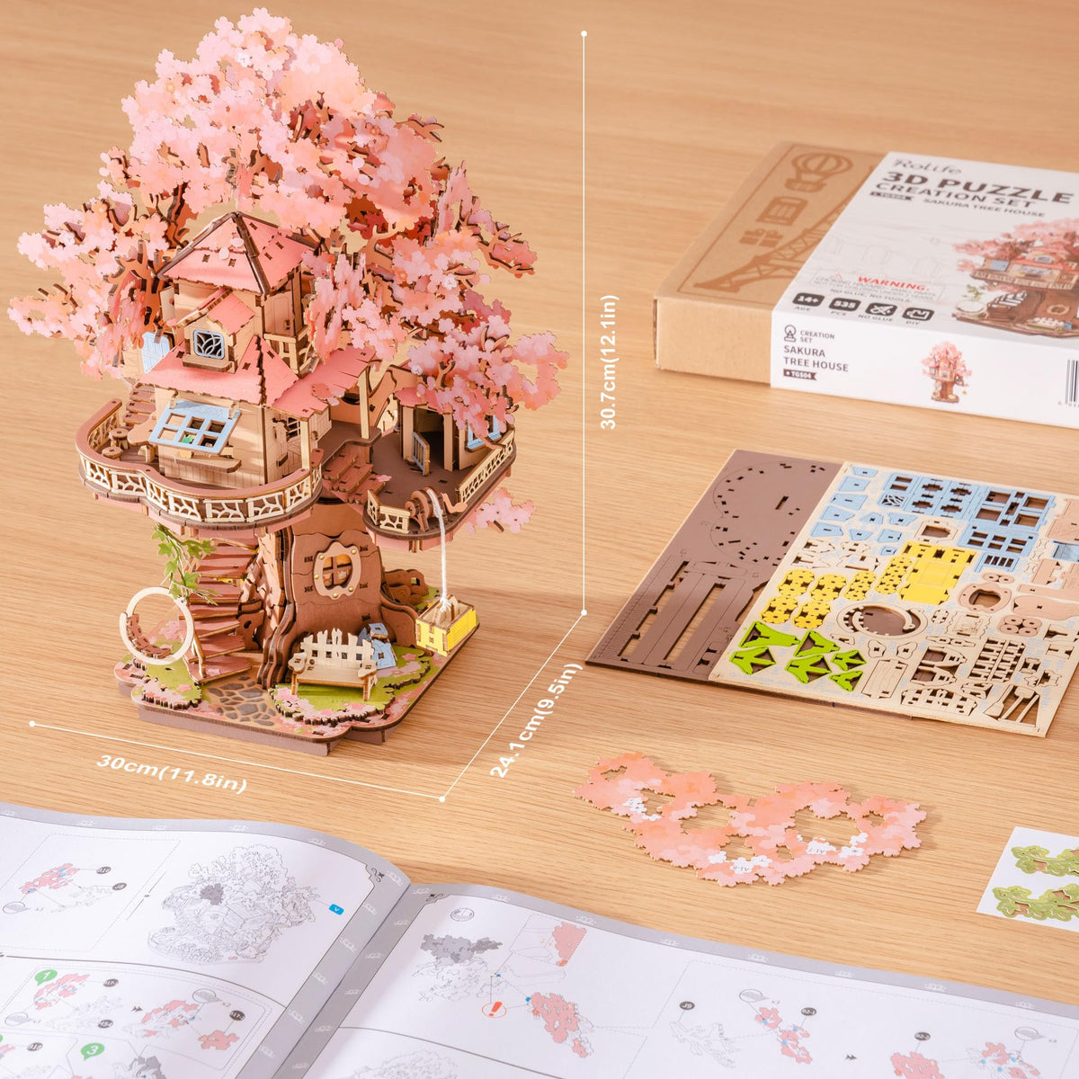 Rolife 3D puzzle collection highlights Japanese-inspired aesthetics in a modern home.