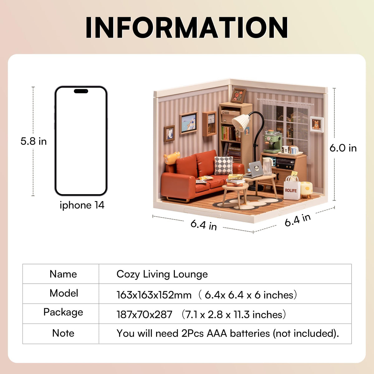 Rolife LED building blocks battery compartment—requires two AAA batteries for illumination.