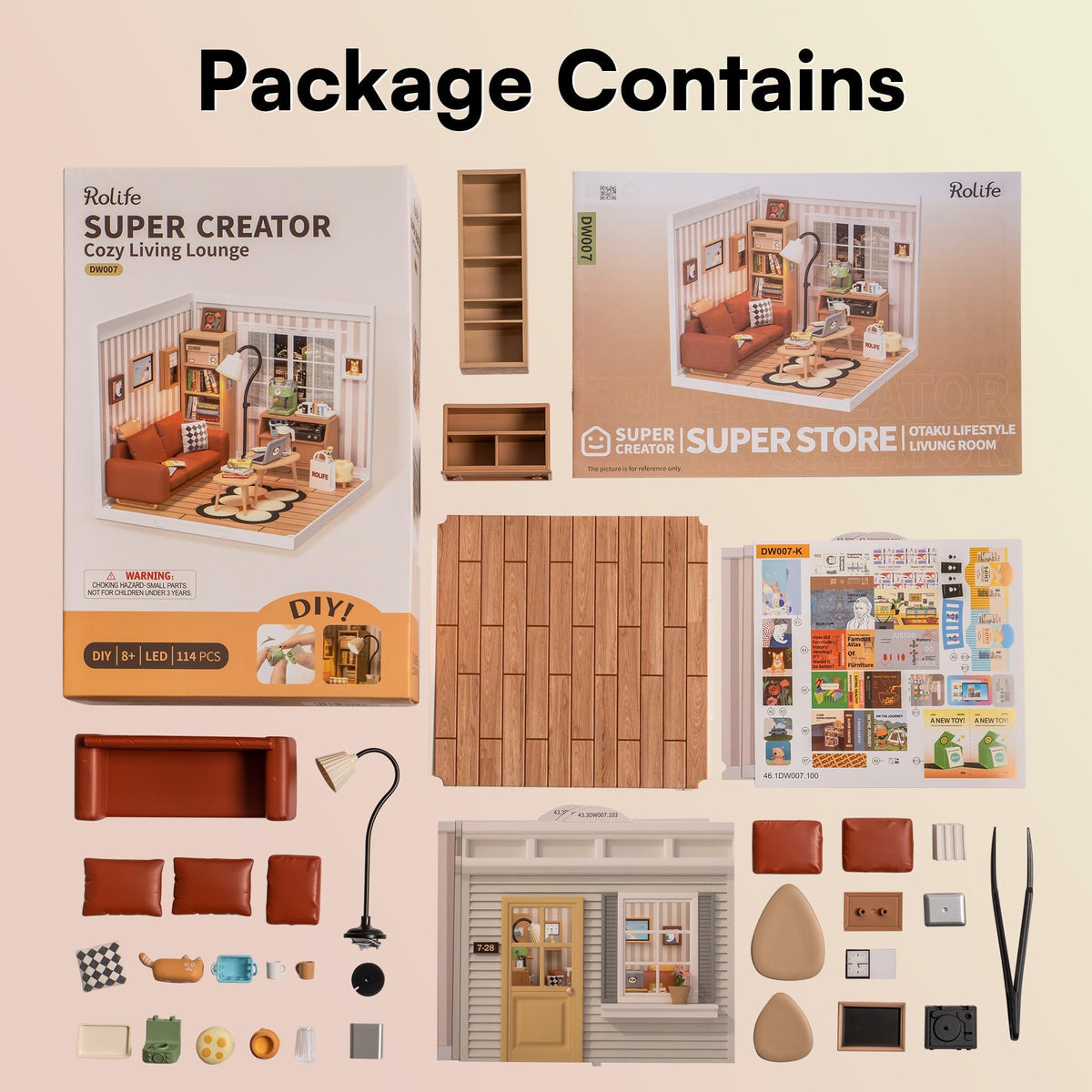 Rolife LED building blocks unassembled pieces—compact kit ready for organized storage.
