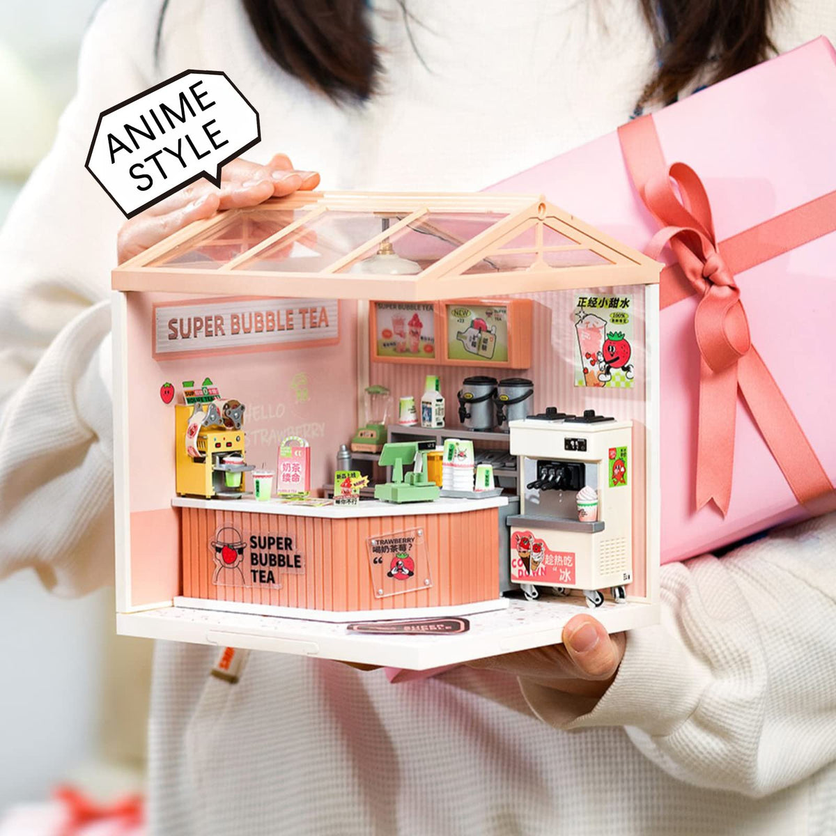 Rolife LED Building Blocks completed miniature house shown as decorative centerpiece.