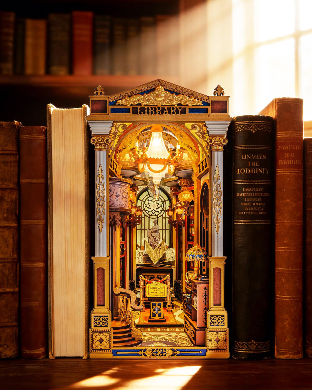 Rolife Library of Wonders laser-cut pieces offer precise assembly and high-quality craftsmanship.