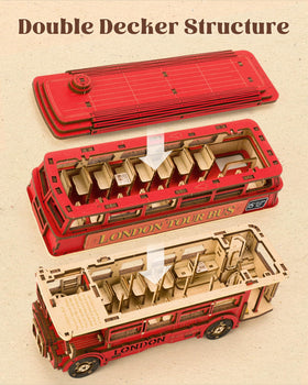 Rolife London Tour Bus laser-cut pieces for smooth construction.
