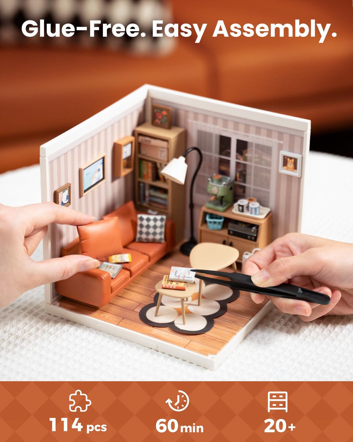 Rolife miniature bookshelf magazines—rich detail for capturing a lived-in vibe.