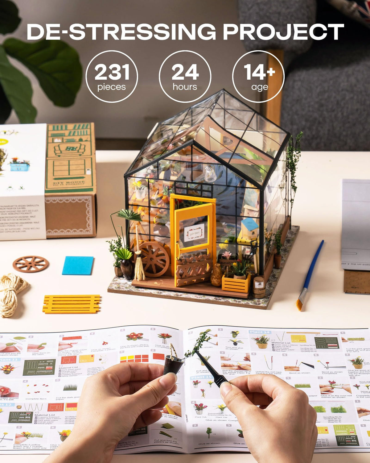 Rolife Miniature crafting session promotes relaxing, focused leisure.