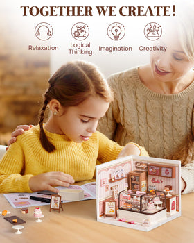 Rolife miniature lamp provides warm ambience in mini rooms.