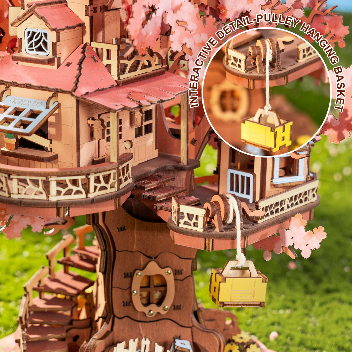 Rolife sakura-inspired 3D puzzle blooms with intricate petals for a peaceful build.