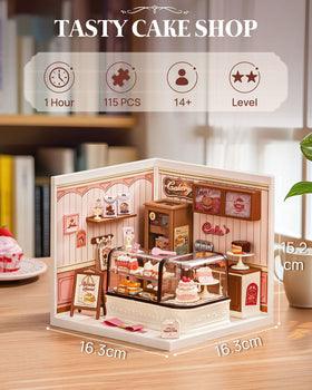 Rolife patisserie diorama details with pastries and cabinets