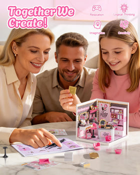 Rolife Pink Beauty Secret eyeshadow palettes invite playful, decorative creativity.
