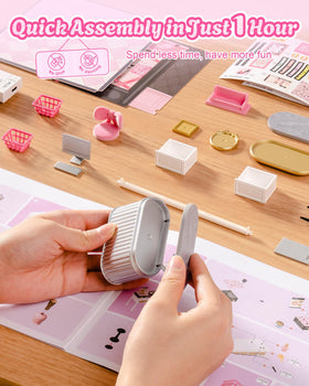Rolife Pink Beauty Secret makeup display keeps tiny cosmetics organized and visible.