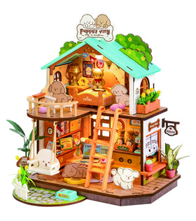 Rolife Puppy Villa cozy living room detail for display and crafting