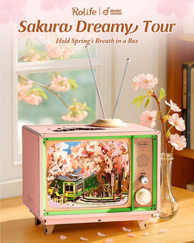 Rolife Sakura Dreamy Tour dual-control lights and music for relaxing ambiance