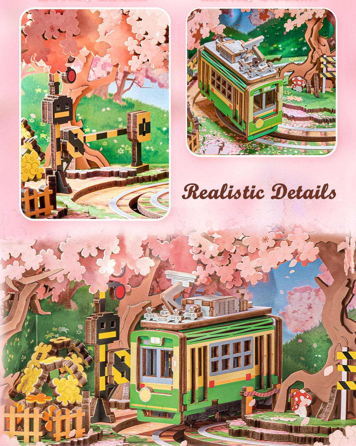 Rolife Sakura Dreamy Tour laser-cut plywood assembly for mindful crafting