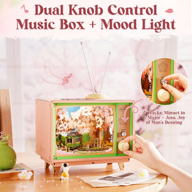 Rolife Sakura Dreamy Tour wooden pieces during assembly for a mindful hobby