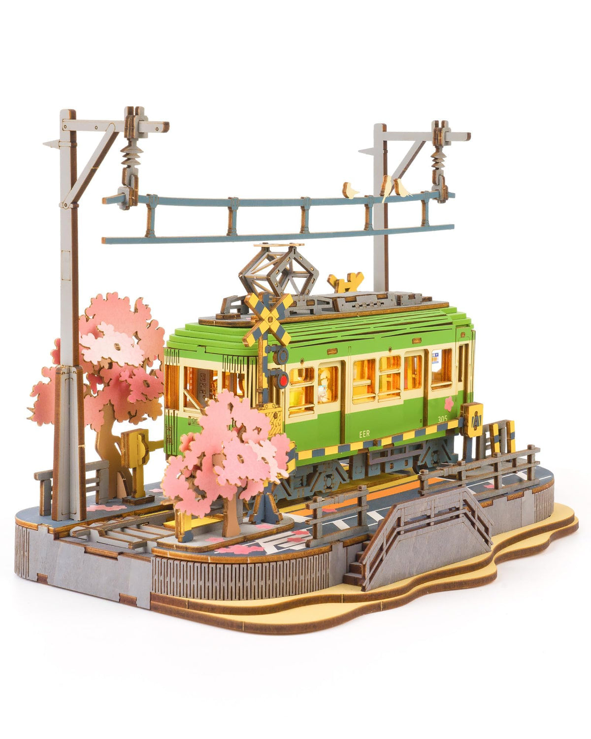 Rolife Sakura Journey Tram with LED lighting on display for ambience and focus