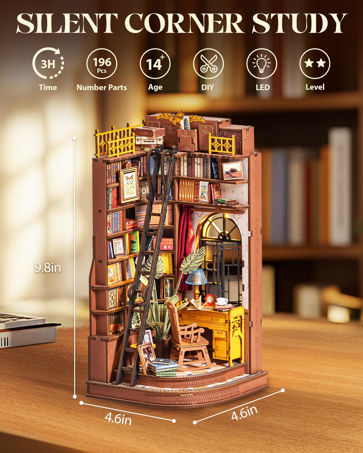 Rolife Silent Corner LED Window View with warm ambient light