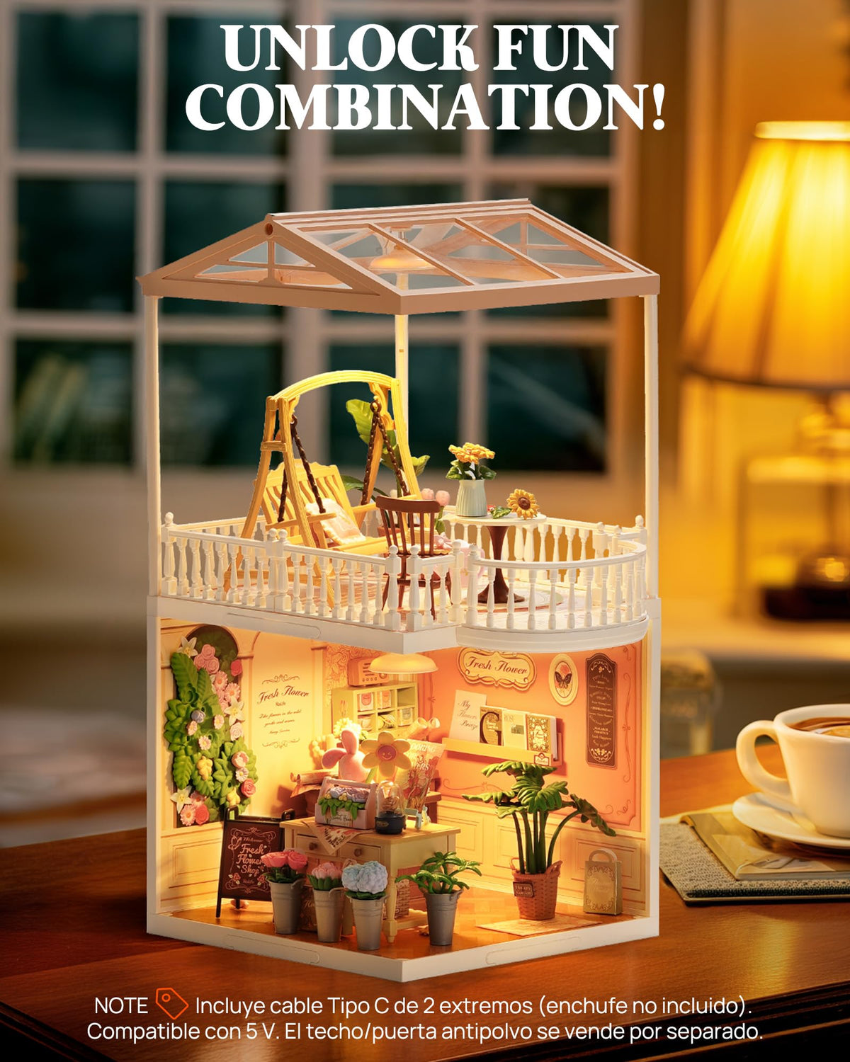 Rolife dollhouse decor set adds charming details to any shelf.