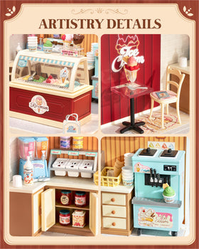 Rolife Super Creator gelato cones and toppings in a compact scene
