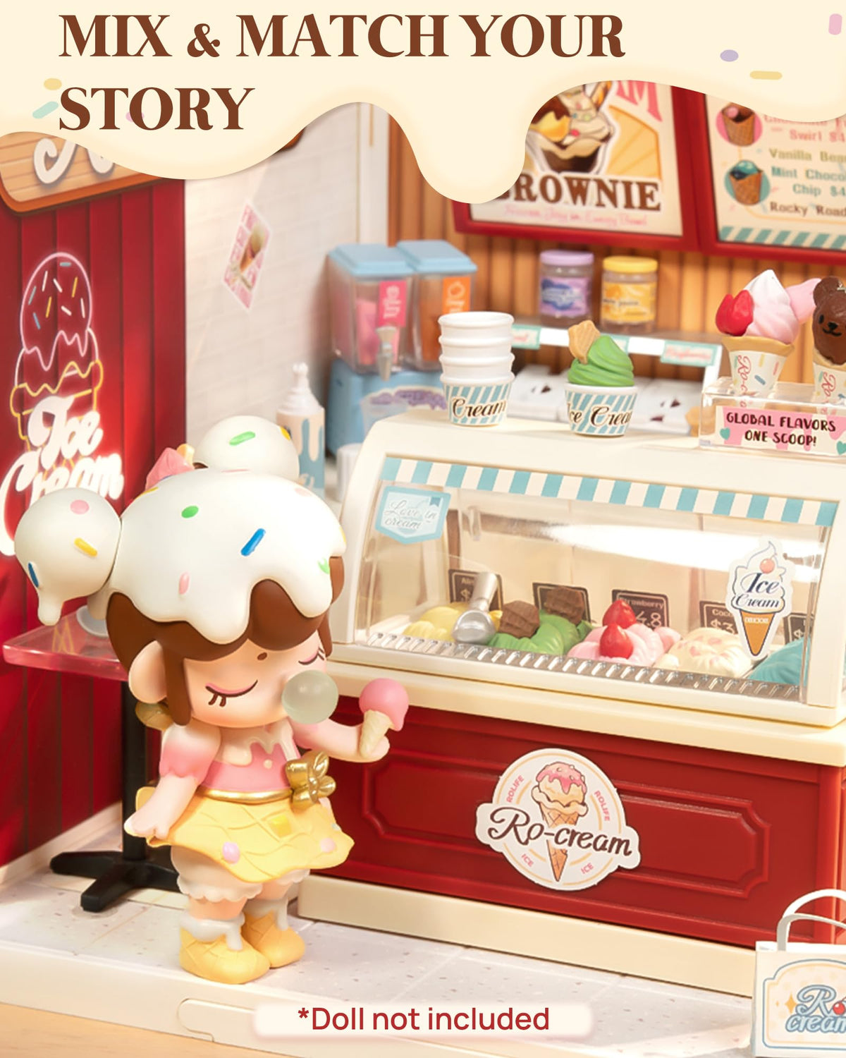 Rolife Super Creator dining area detail with storage for realism