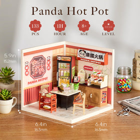 Rolife hot-pot diorama on display with mini figures