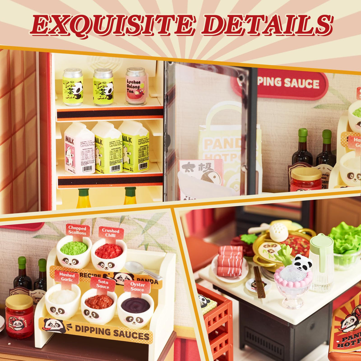 Rolife hot-pot interior detail showcases furniture for realistic display photos