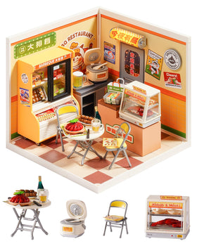 Rolife night-out food stall dollhouse kit creates a compact, creative display for collectibles.