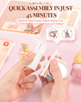 Rolife pink bedroom decor accents add charm to tiny house collections.