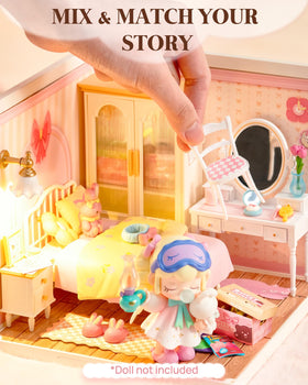 Rolife pink bedroom durable plastics ensure lasting display model.