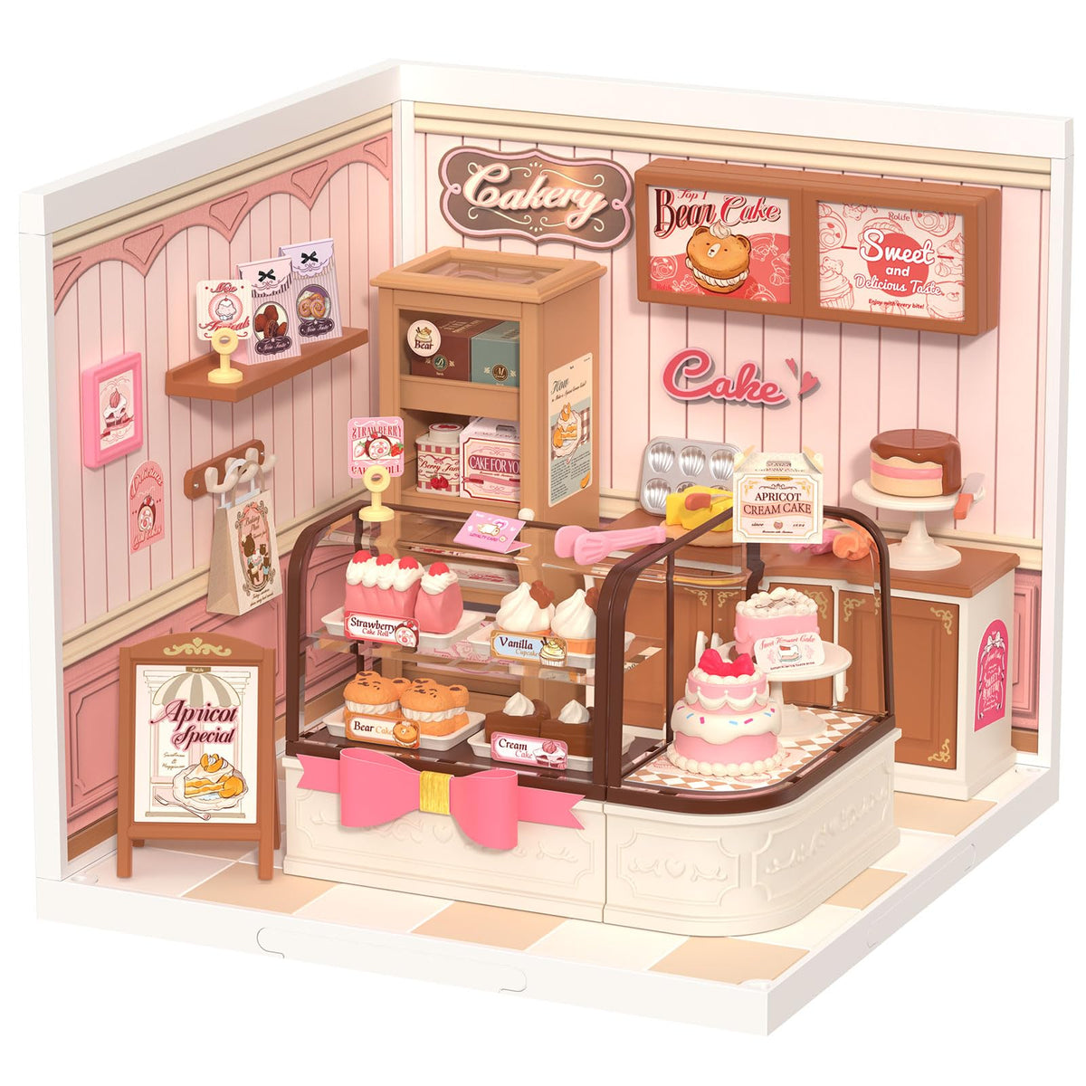 Rolife Tasty Cake Shop front, a cozy diorama display for collectors