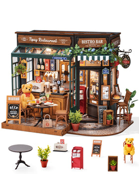 Rolife Tipsy Restaurant dollhouse facade for display