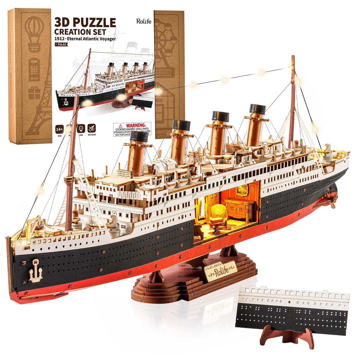 Rolife Titanic 3D puzzle assembly with precise pieces for a smooth build