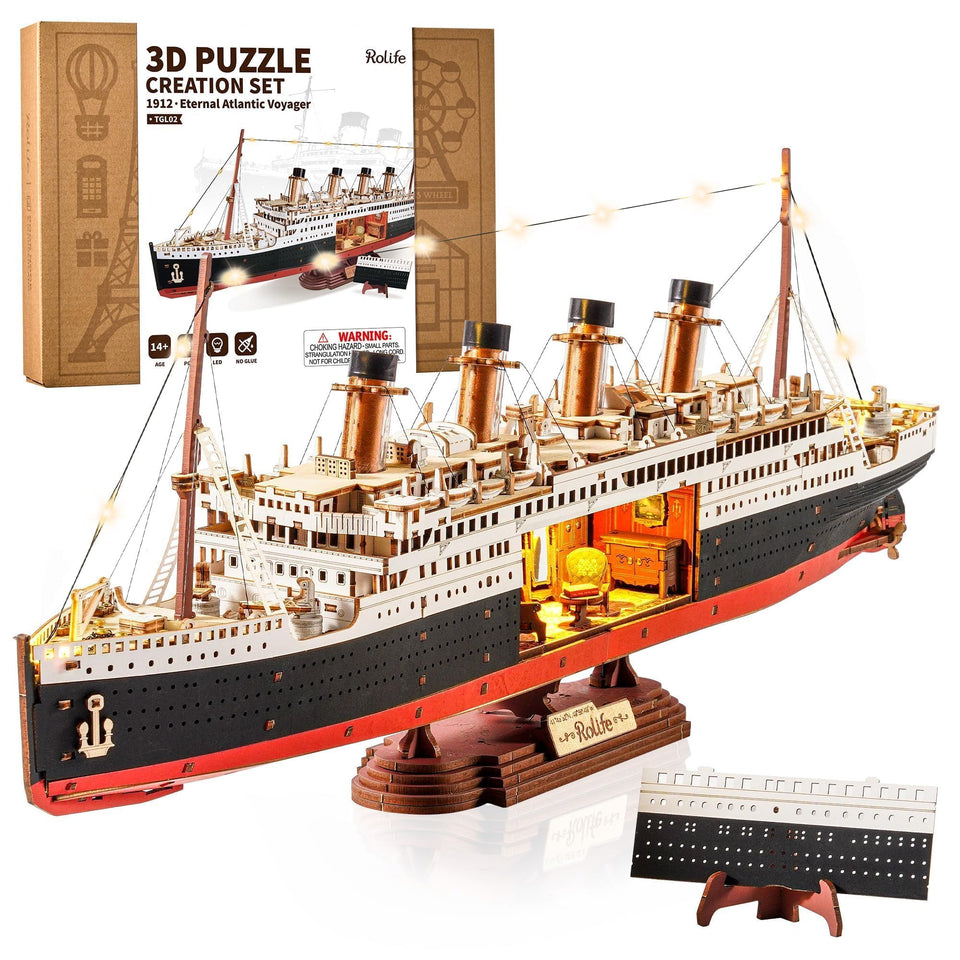 Rolife Titanic 3D puzzle assembly with precise pieces for a smooth build