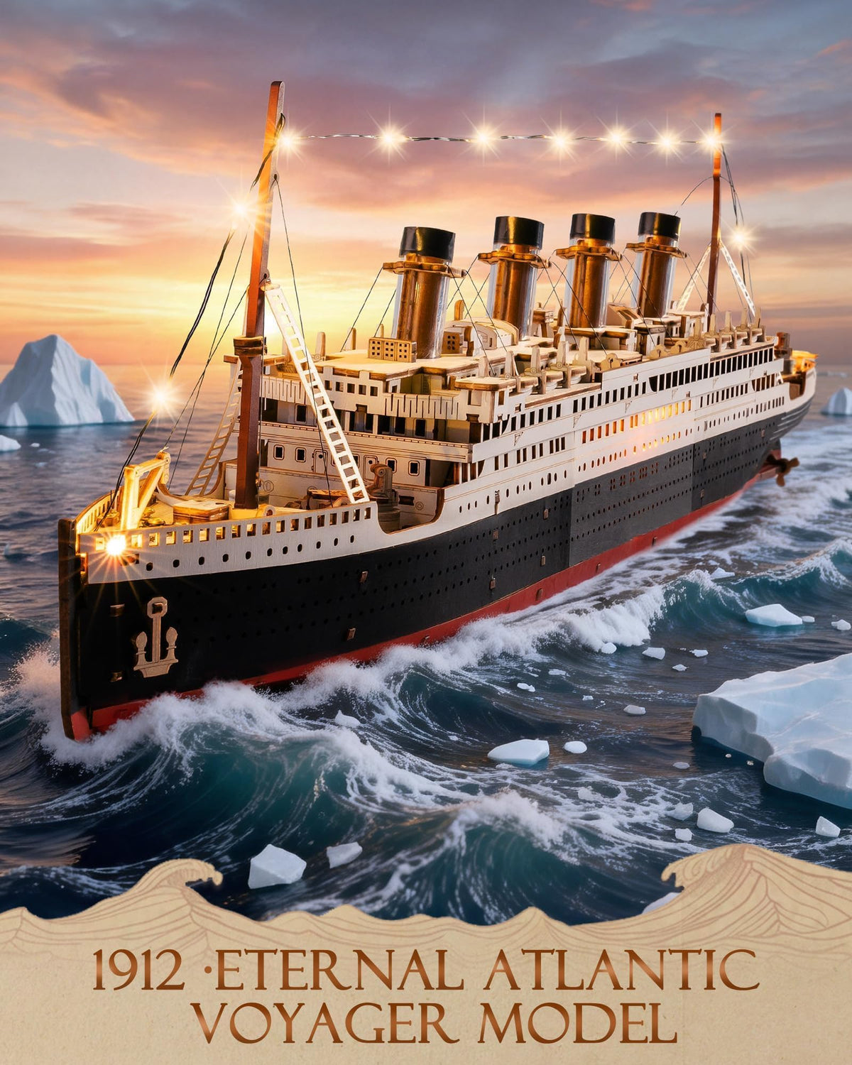 Rolife Titanic complete model on shelf makes a bold decor statement