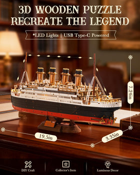 Rolife Titanic forefunnels detail showcases authentic maritime craftsmanship.
