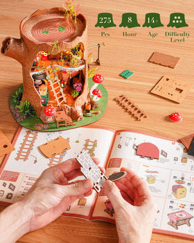 Rolife Tree House kit eco-friendly materials, durable build