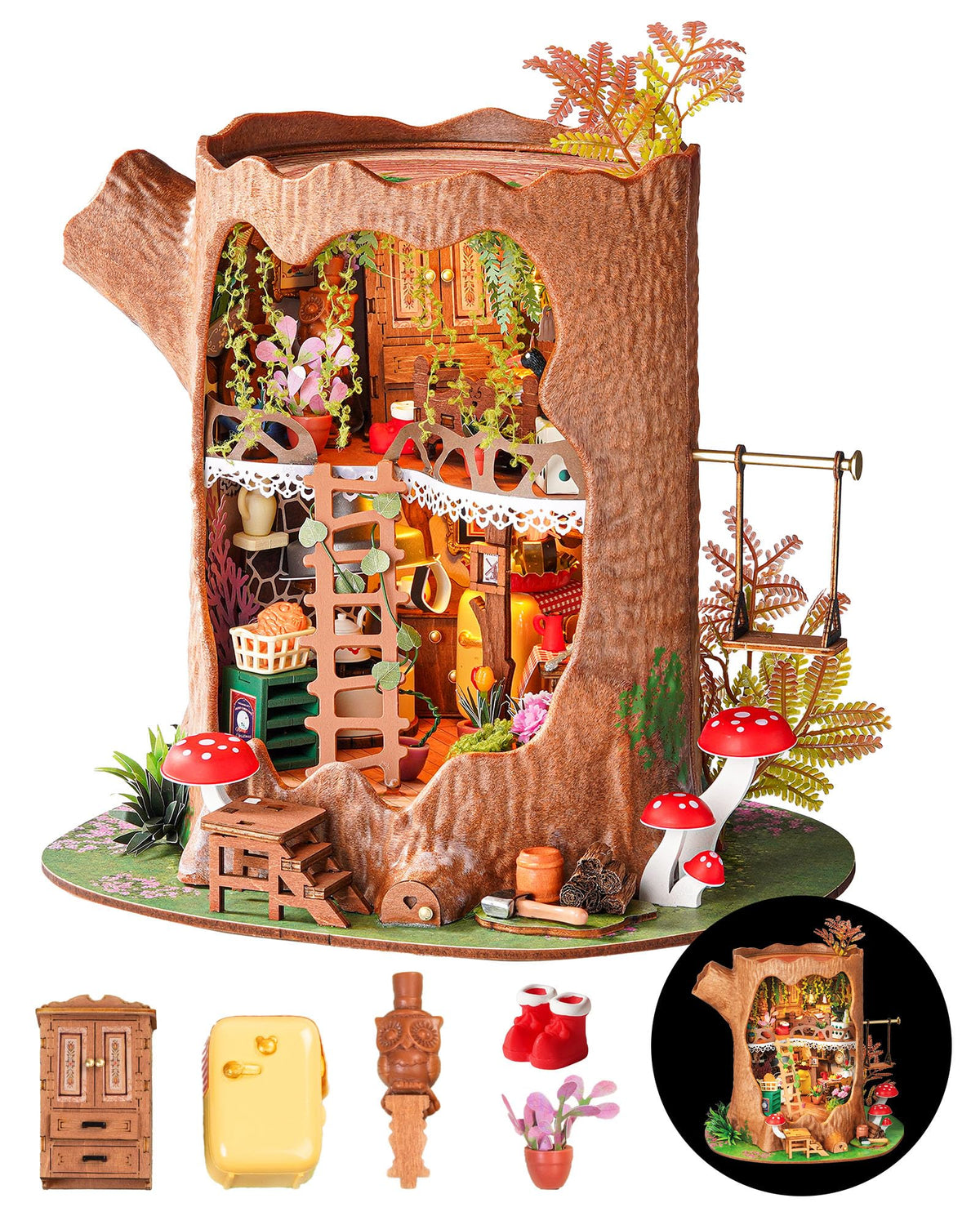 Rolife Tree House kit front view, ideal desk display piece