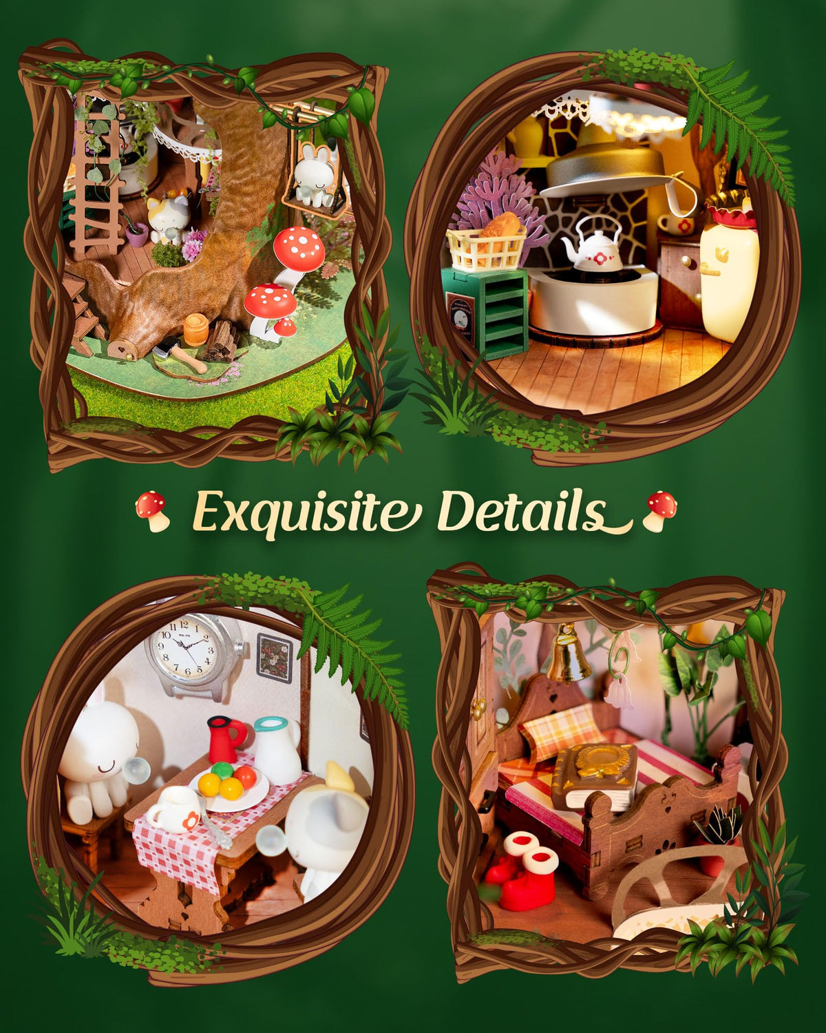 Rolife Tree House kit wooden deck highlights layered design