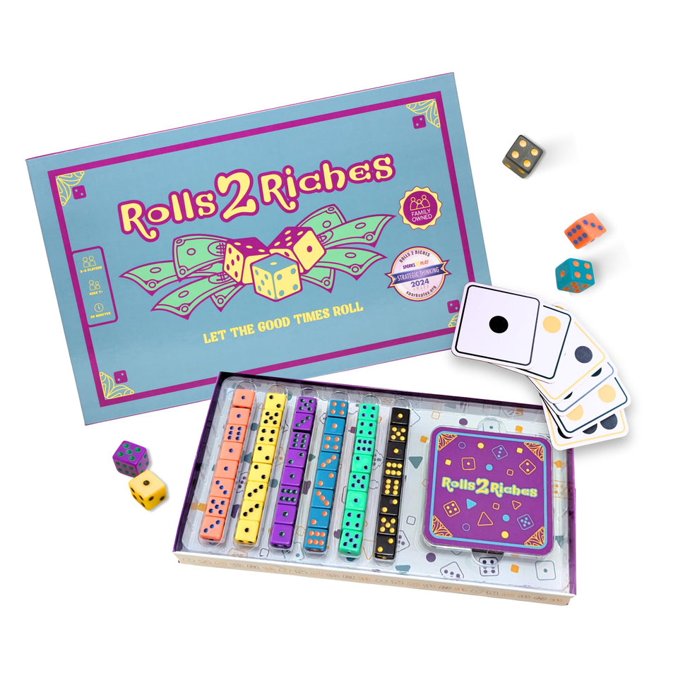 Rolls 2 Riches dice action on the board for fast rounds.
