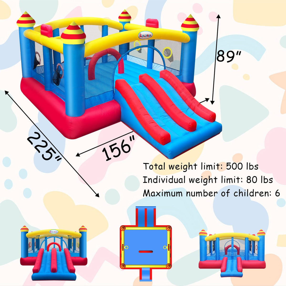 Rolonal 18-7ft bounce house with double slide for action-packed play