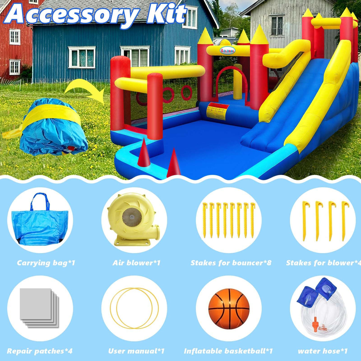 rolonal bounce house blower demonstrates quick inflation power
