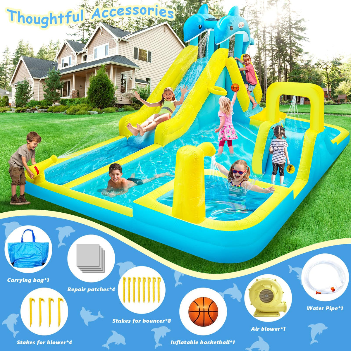 Rolonal deep splash pool provides a rest area during active backyard sessions.