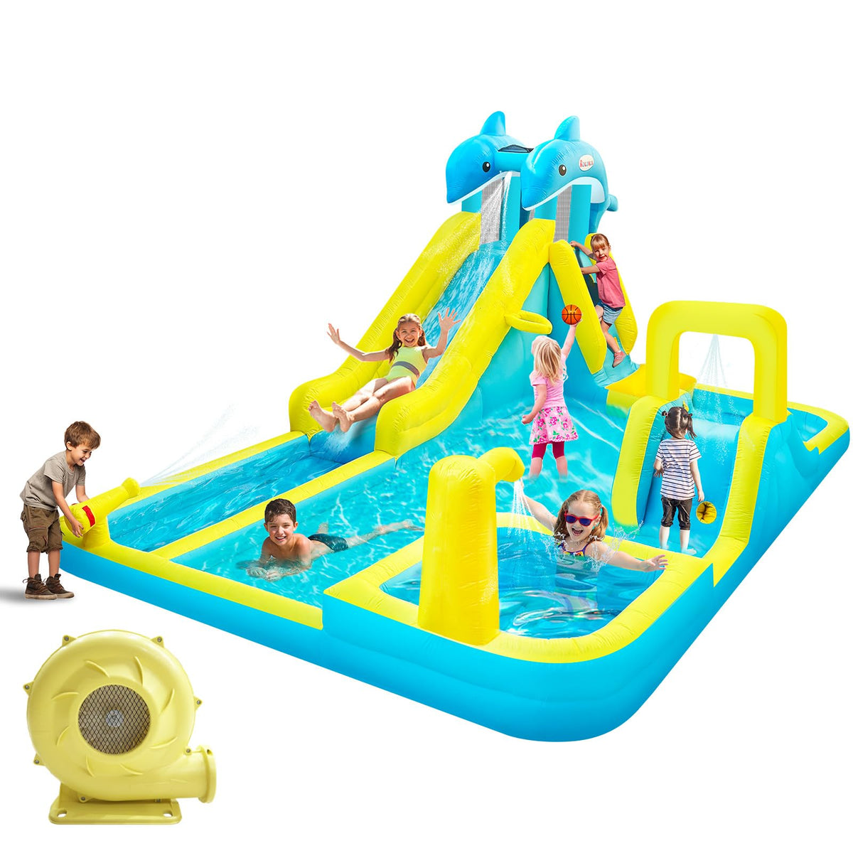 Rolonal dolphin water slide giant backyard setup for safe, splashy family fun.
