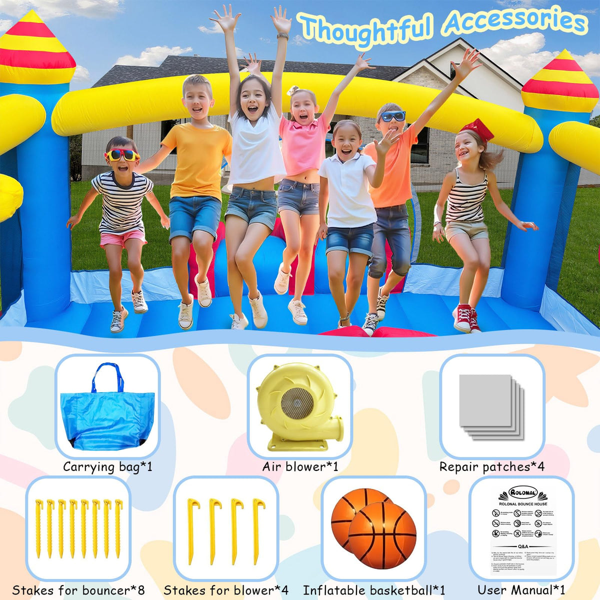 Rolonal reinforced PVC bounce floor provides durable, even jumping surface