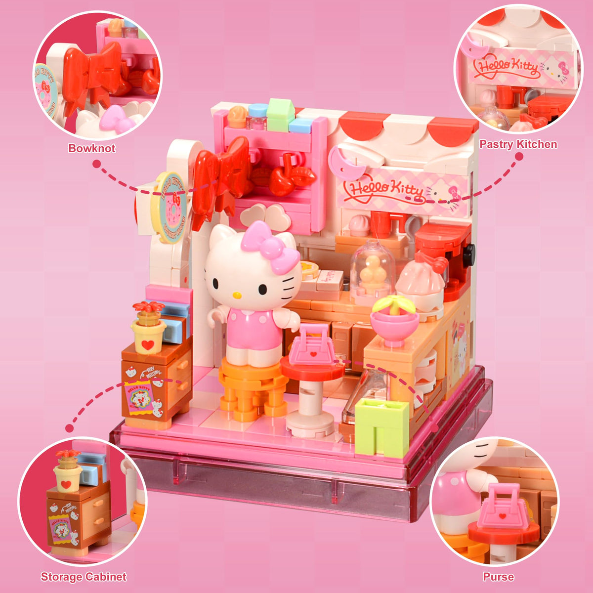 ROLOSO Cute Building Bricks showcases a miniature bakery for display.