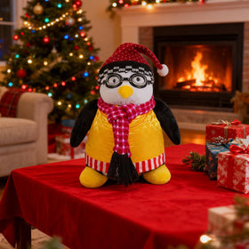 RomanticMalflc penguin wearing glasses, hat, scarf for cute festive styling.