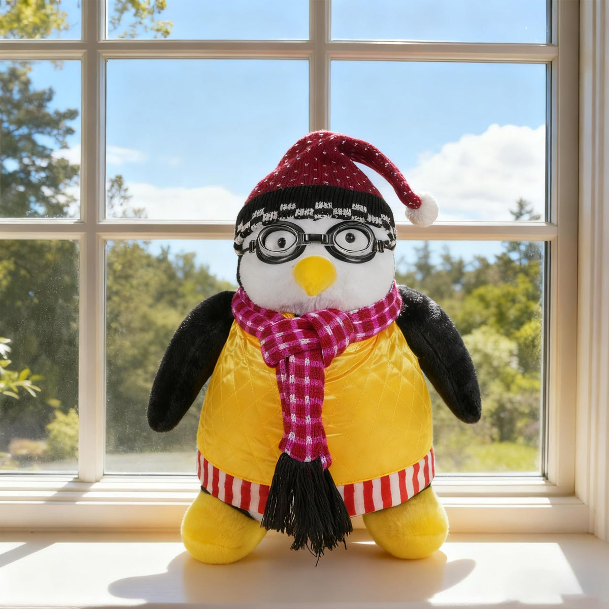 RomanticMalflc penguin plush with removable clothes for playful dressing and décor.