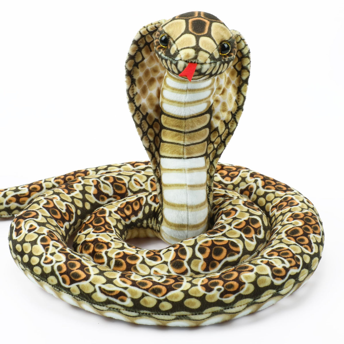 Romart cobra plush in a coiled brown pose, soft touch ideal for hugs and decor.