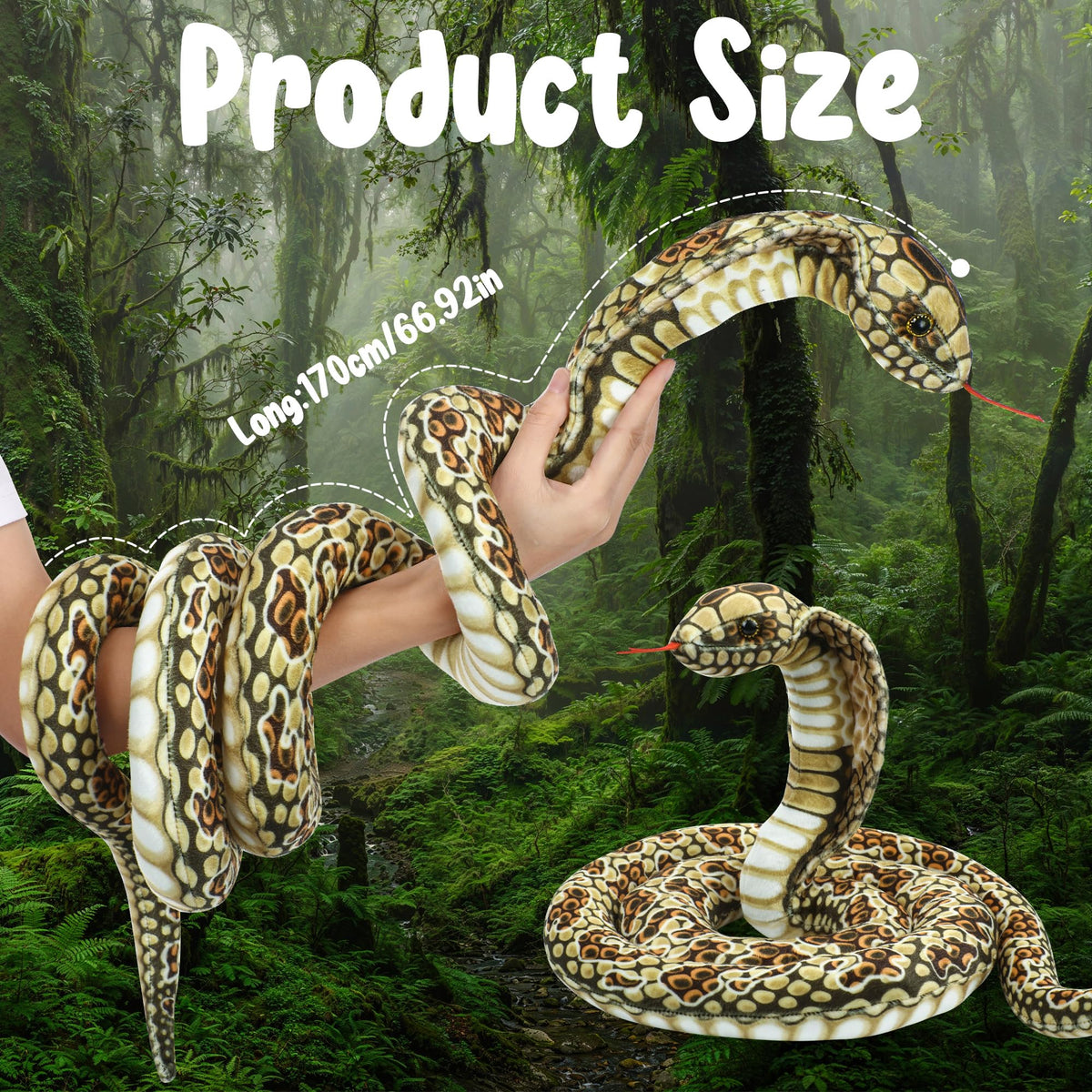Romart giant realistic cobra plush showcases detailed stitching for a believable display.