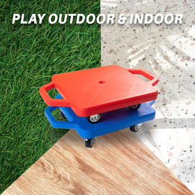Romrex scooter board in red and blue adds vibrant kid-friendly style.