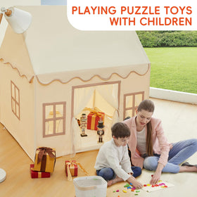 RongFa Playhouse wide windows with curtains for light and airflow