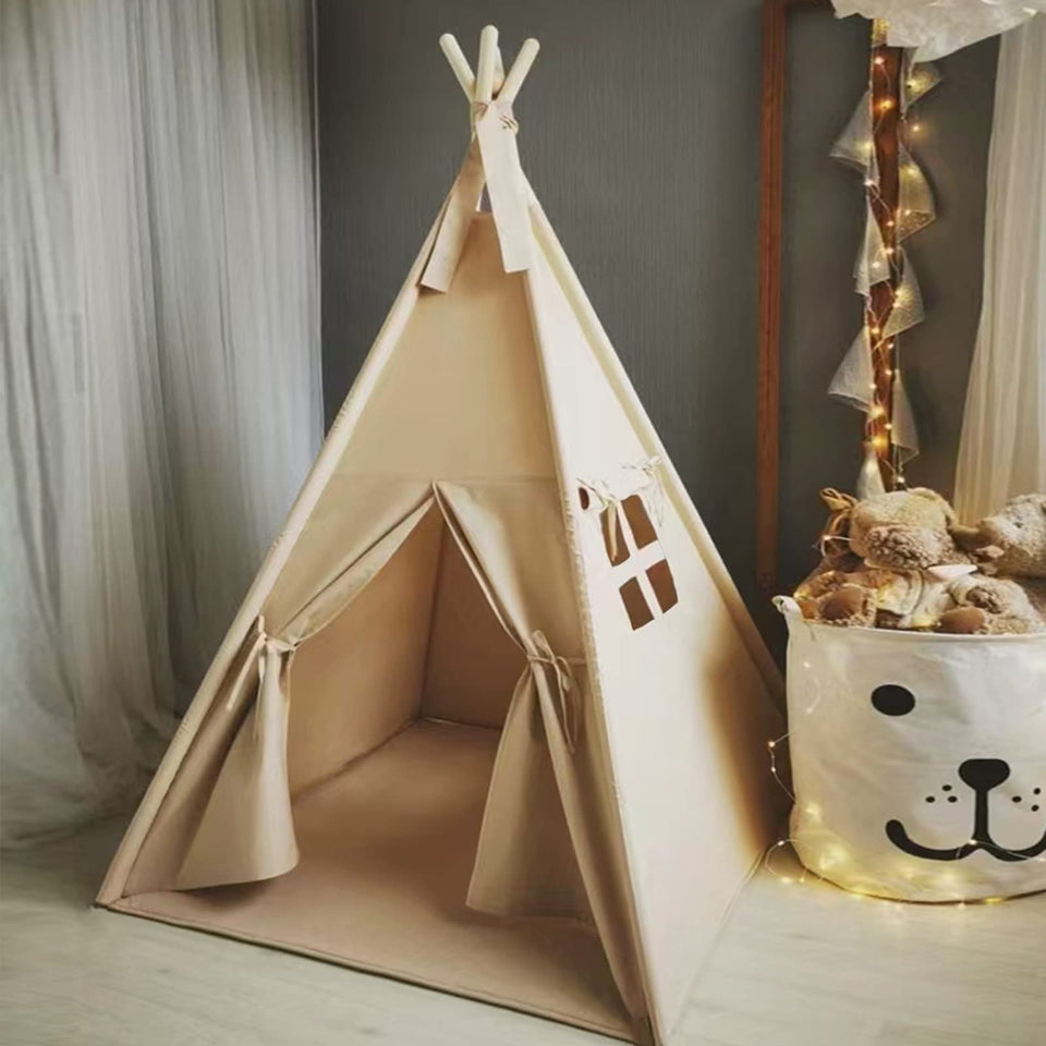 RongFa kids' khaki teepee tent in a cozy, durable play space